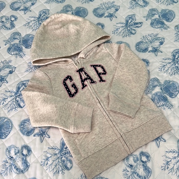 Baby Gap Arch Logo Oatmeal Heather Zip Up Hoodie Size 2T or 2 years - Picture 1 of 5